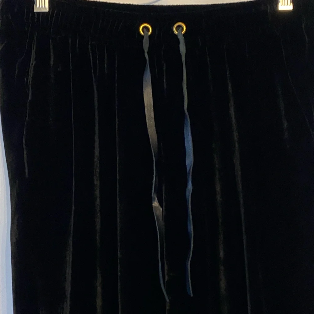Sandro Women's Pull On Black Velvet Pants Whimsygoth Grunge Witchy Quiet Luxury - Picture 4 of 17